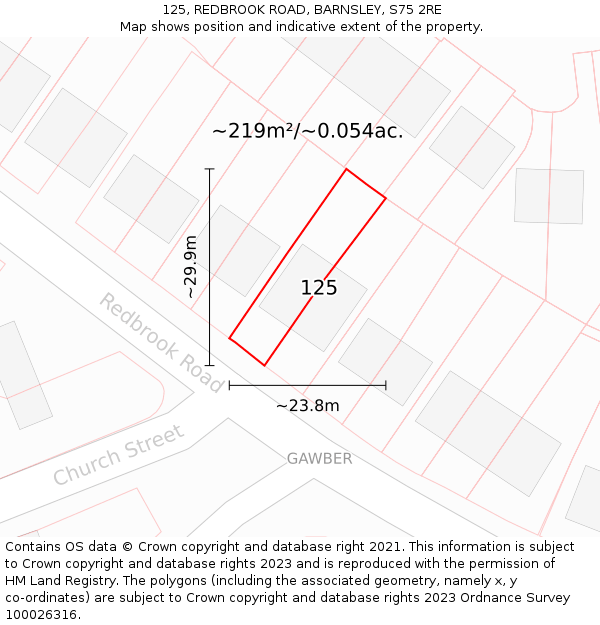 125, REDBROOK ROAD, BARNSLEY, S75 2RE: Plot and title map