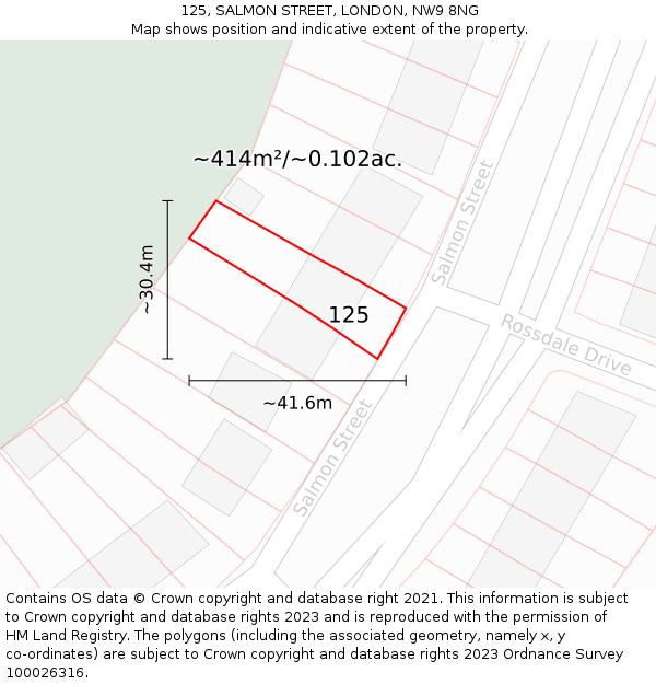 125, SALMON STREET, LONDON, NW9 8NG: Plot and title map