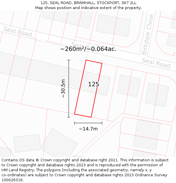 125, SEAL ROAD, BRAMHALL, STOCKPORT, SK7 2LL: Plot and title map