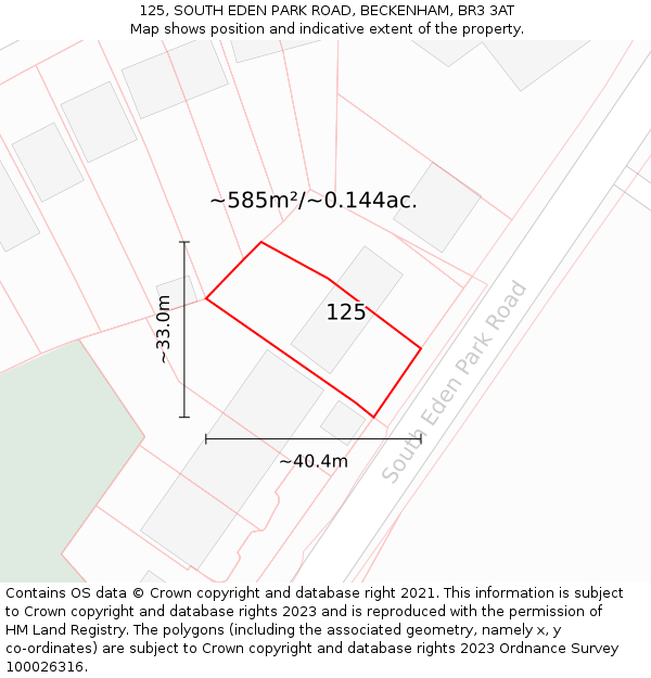 125, SOUTH EDEN PARK ROAD, BECKENHAM, BR3 3AT: Plot and title map
