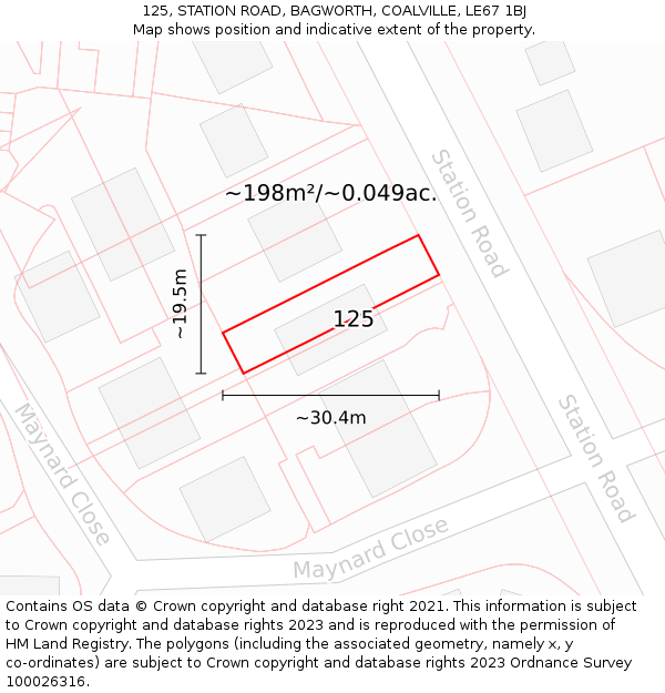 125, STATION ROAD, BAGWORTH, COALVILLE, LE67 1BJ: Plot and title map