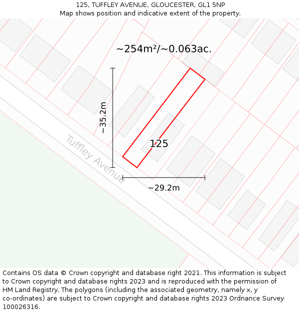 125, TUFFLEY AVENUE, GLOUCESTER, GL1 5NP: Plot and title map