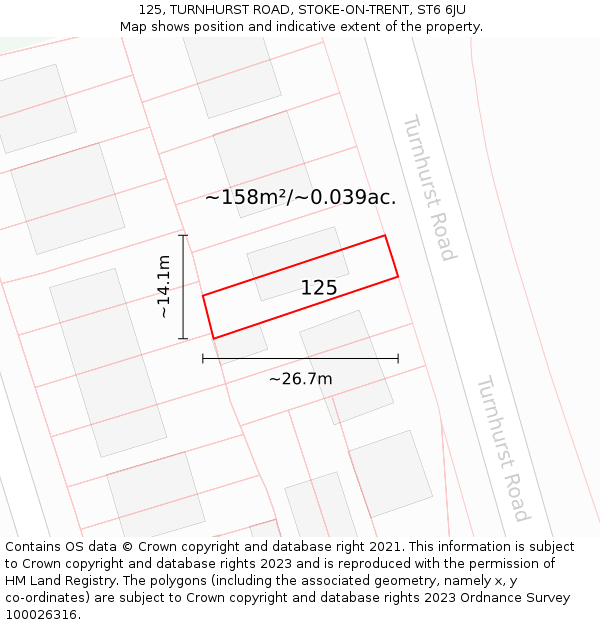 125, TURNHURST ROAD, STOKE-ON-TRENT, ST6 6JU: Plot and title map