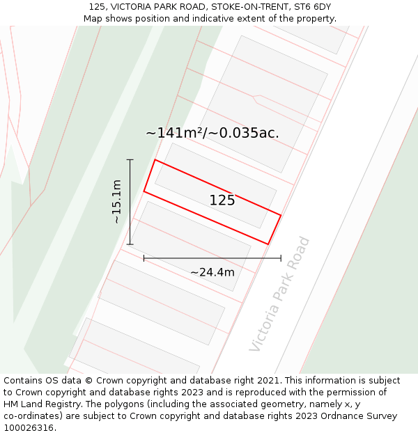 125, VICTORIA PARK ROAD, STOKE-ON-TRENT, ST6 6DY: Plot and title map