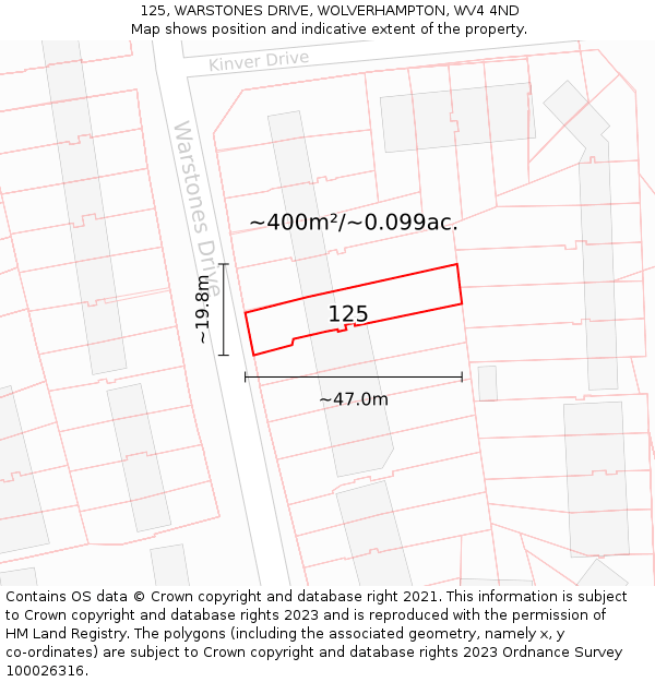 125, WARSTONES DRIVE, WOLVERHAMPTON, WV4 4ND: Plot and title map