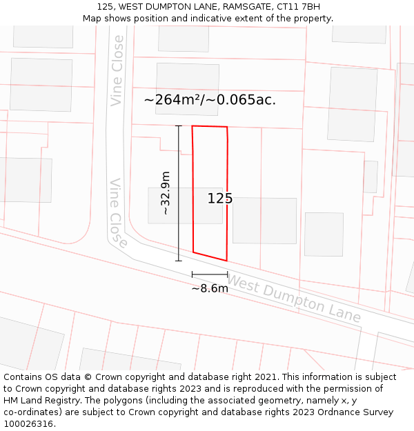 125, WEST DUMPTON LANE, RAMSGATE, CT11 7BH: Plot and title map