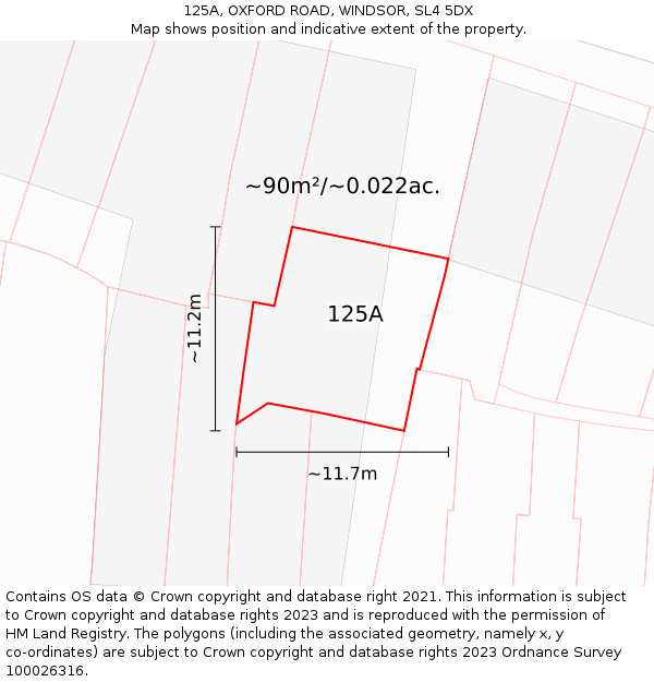 125A, OXFORD ROAD, WINDSOR, SL4 5DX: Plot and title map