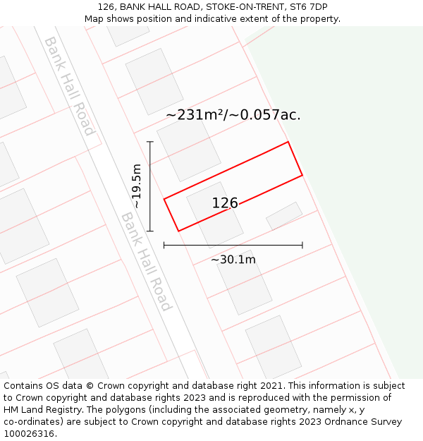 126, BANK HALL ROAD, STOKE-ON-TRENT, ST6 7DP: Plot and title map