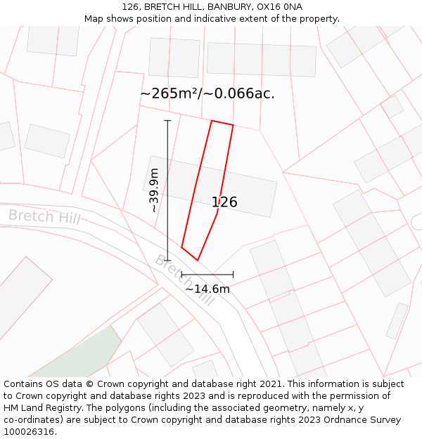 126, BRETCH HILL, BANBURY, OX16 0NA: Plot and title map