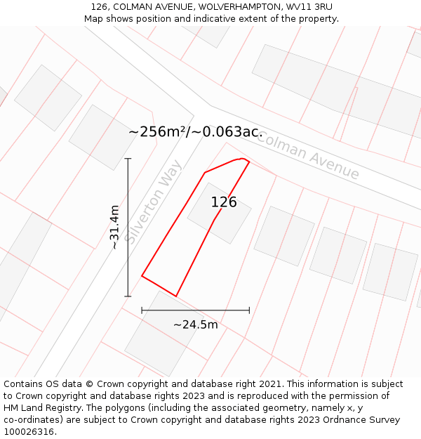 126, COLMAN AVENUE, WOLVERHAMPTON, WV11 3RU: Plot and title map