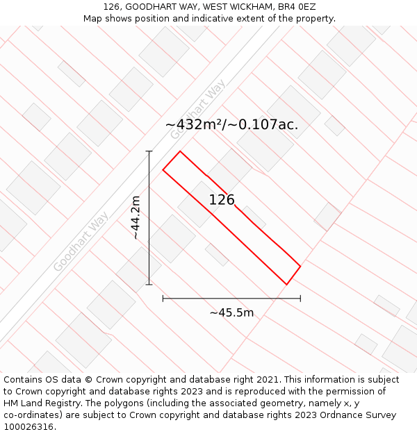 126, GOODHART WAY, WEST WICKHAM, BR4 0EZ: Plot and title map