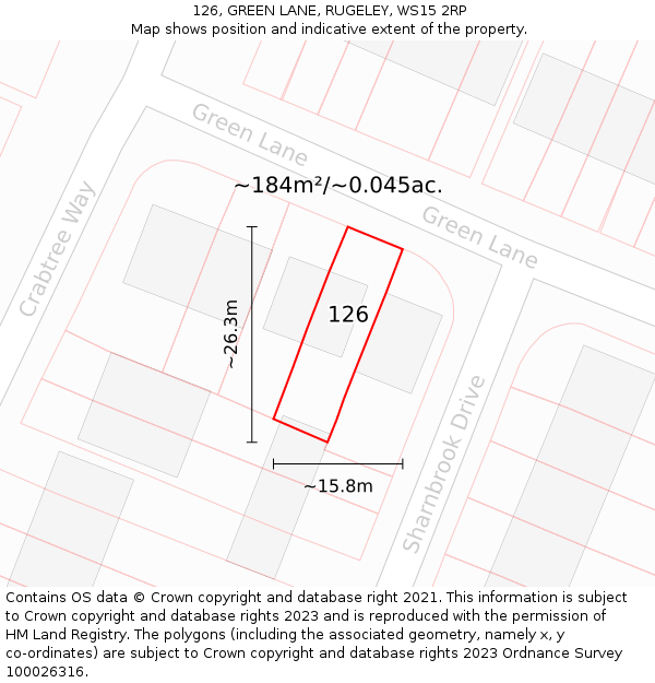 126, GREEN LANE, RUGELEY, WS15 2RP: Plot and title map