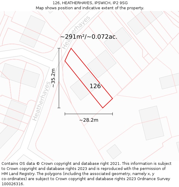 126, HEATHERHAYES, IPSWICH, IP2 9SG: Plot and title map