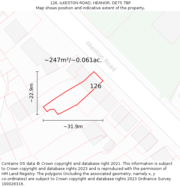 126, ILKESTON ROAD, HEANOR, DE75 7BP: Plot and title map