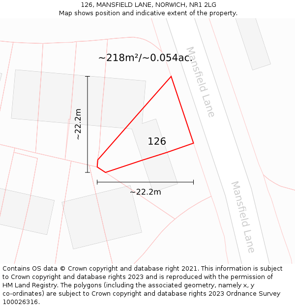 126, MANSFIELD LANE, NORWICH, NR1 2LG: Plot and title map