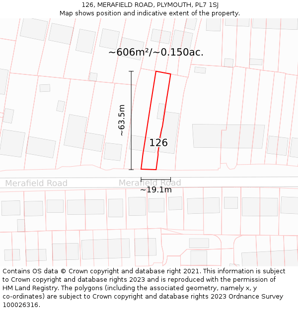126, MERAFIELD ROAD, PLYMOUTH, PL7 1SJ: Plot and title map