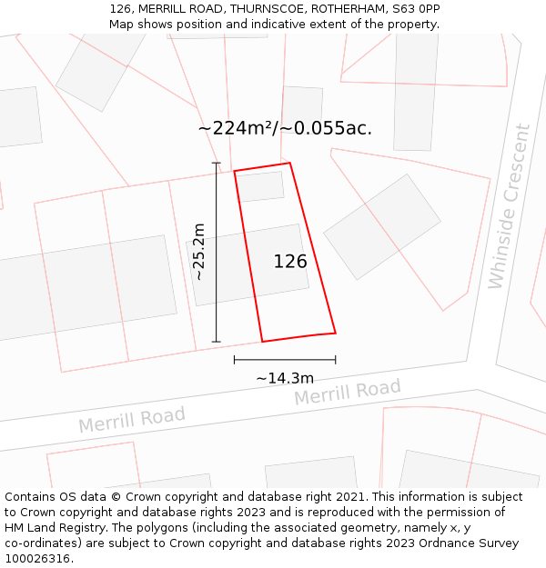 126, MERRILL ROAD, THURNSCOE, ROTHERHAM, S63 0PP: Plot and title map