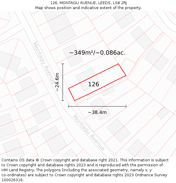 126, MONTAGU AVENUE, LEEDS, LS8 2RJ: Plot and title map