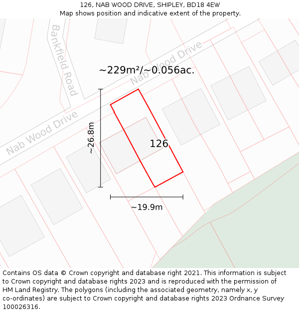 126, NAB WOOD DRIVE, SHIPLEY, BD18 4EW: Plot and title map
