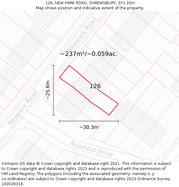 126, NEW PARK ROAD, SHREWSBURY, SY1 2SH: Plot and title map