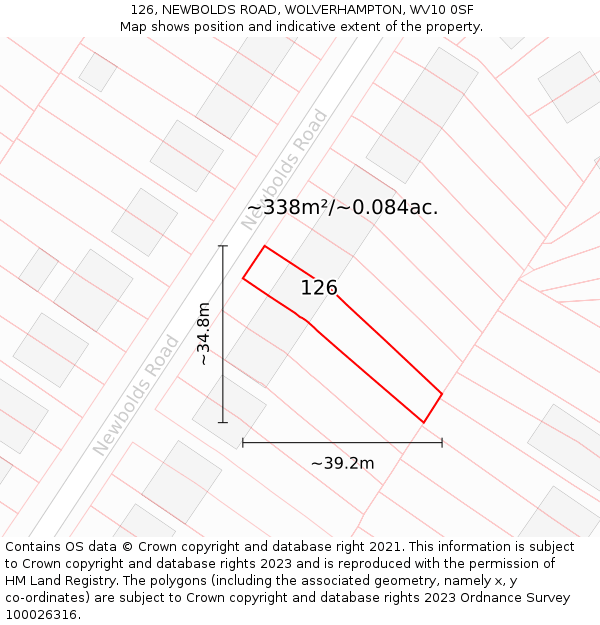 126, NEWBOLDS ROAD, WOLVERHAMPTON, WV10 0SF: Plot and title map