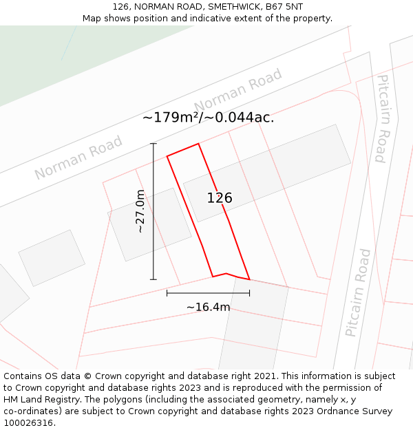 126, NORMAN ROAD, SMETHWICK, B67 5NT: Plot and title map