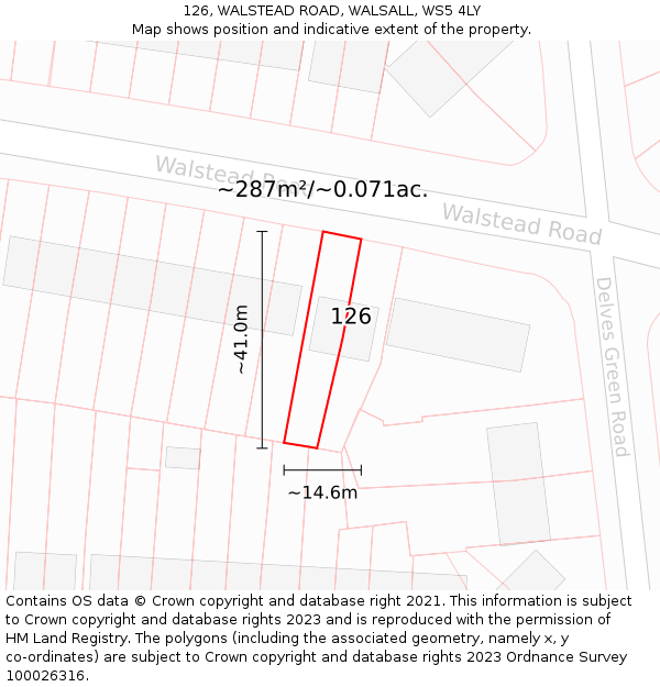 126, WALSTEAD ROAD, WALSALL, WS5 4LY: Plot and title map