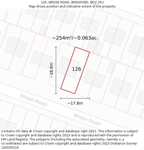 126, WROSE ROAD, BRADFORD, BD2 1PU: Plot and title map