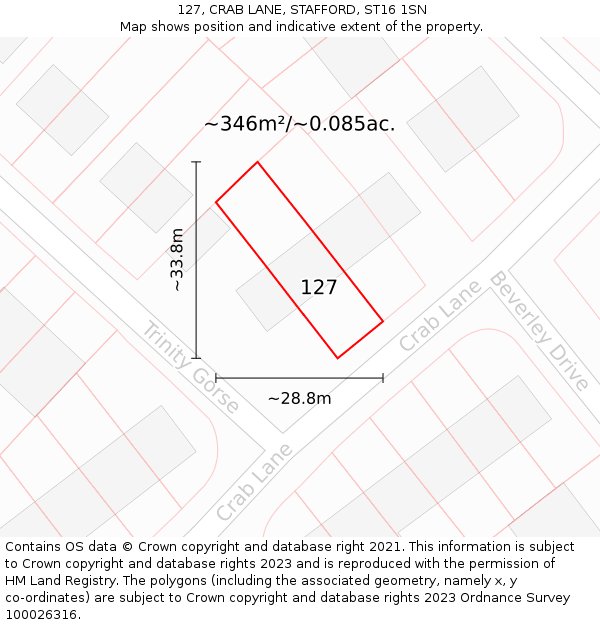127, CRAB LANE, STAFFORD, ST16 1SN: Plot and title map