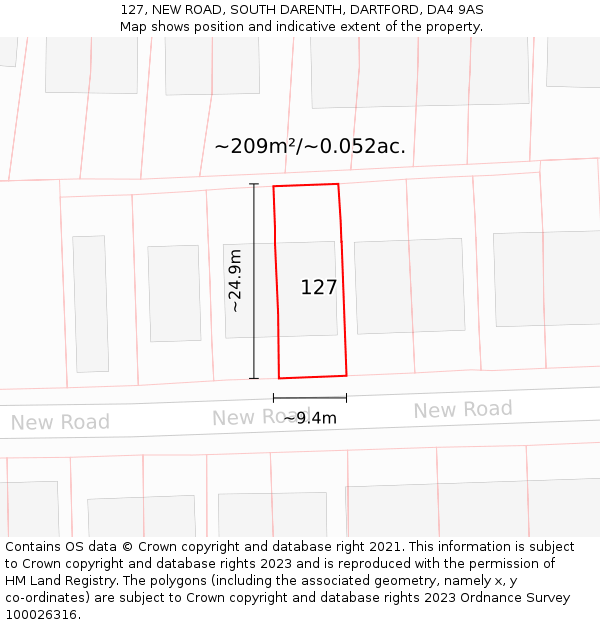 127, NEW ROAD, SOUTH DARENTH, DARTFORD, DA4 9AS: Plot and title map