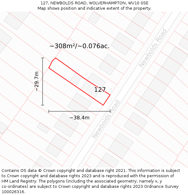 127, NEWBOLDS ROAD, WOLVERHAMPTON, WV10 0SE: Plot and title map