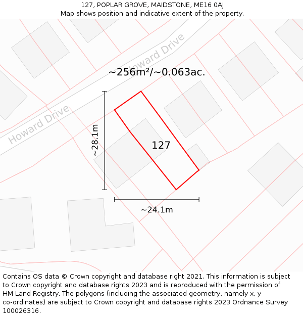127, POPLAR GROVE, MAIDSTONE, ME16 0AJ: Plot and title map