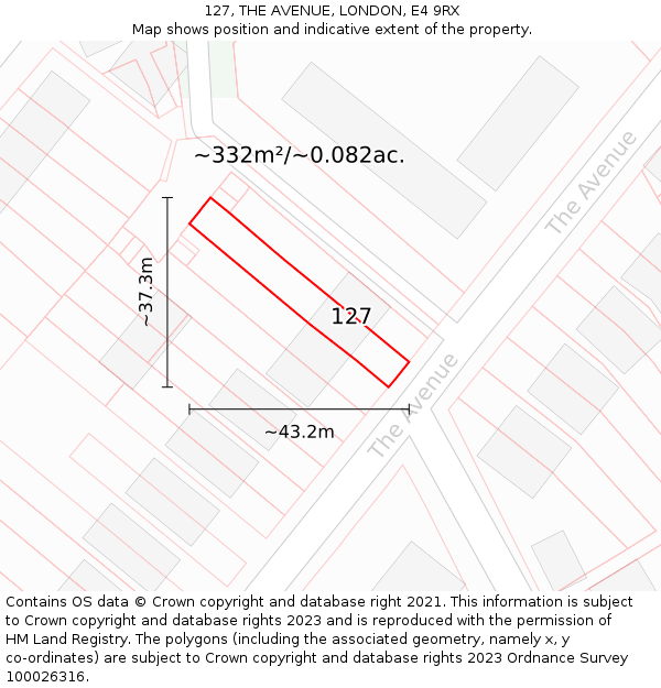 127, THE AVENUE, LONDON, E4 9RX: Plot and title map