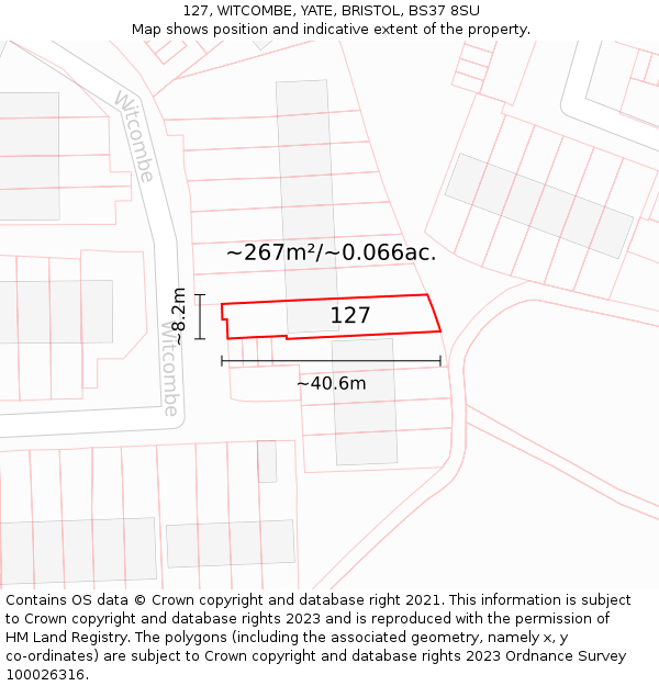 127, WITCOMBE, YATE, BRISTOL, BS37 8SU: Plot and title map