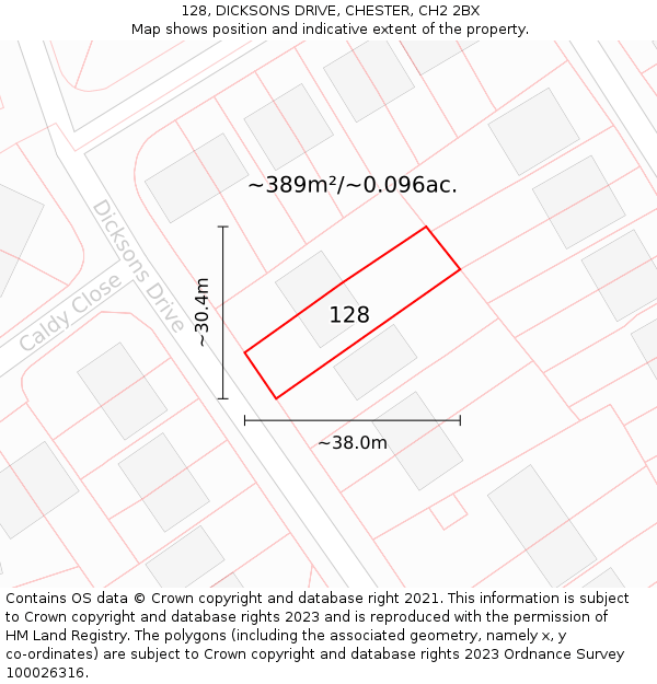 128, DICKSONS DRIVE, CHESTER, CH2 2BX: Plot and title map