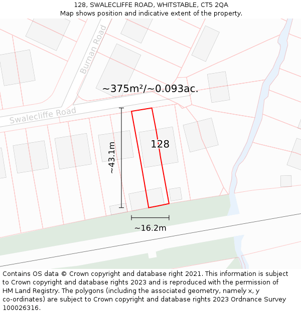 128, SWALECLIFFE ROAD, WHITSTABLE, CT5 2QA: Plot and title map