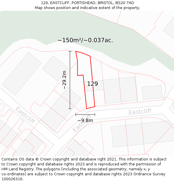 129, EASTCLIFF, PORTISHEAD, BRISTOL, BS20 7AD: Plot and title map