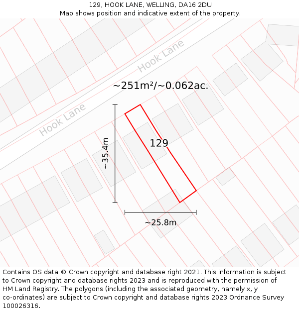 129, HOOK LANE, WELLING, DA16 2DU: Plot and title map