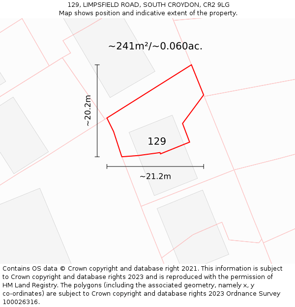 129, LIMPSFIELD ROAD, SOUTH CROYDON, CR2 9LG: Plot and title map