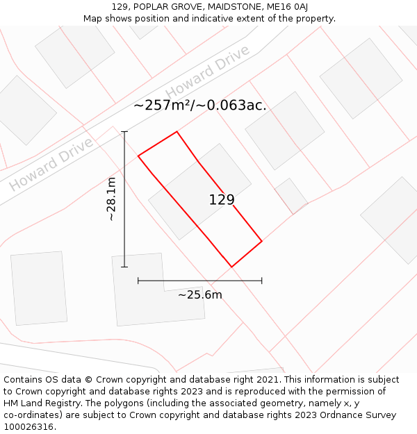129, POPLAR GROVE, MAIDSTONE, ME16 0AJ: Plot and title map