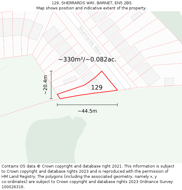 129, SHERRARDS WAY, BARNET, EN5 2BS: Plot and title map