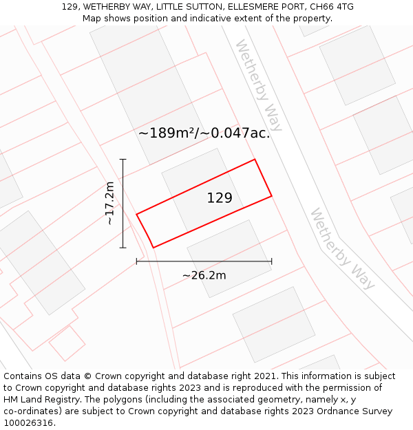 129, WETHERBY WAY, LITTLE SUTTON, ELLESMERE PORT, CH66 4TG: Plot and title map