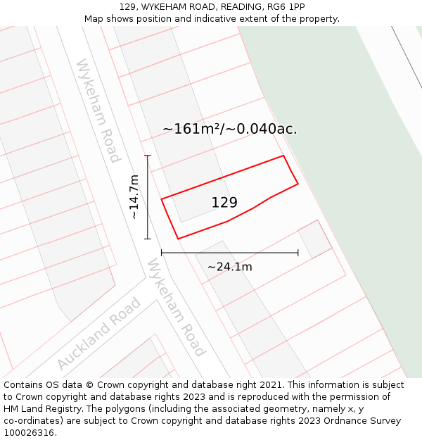 129, WYKEHAM ROAD, READING, RG6 1PP: Plot and title map