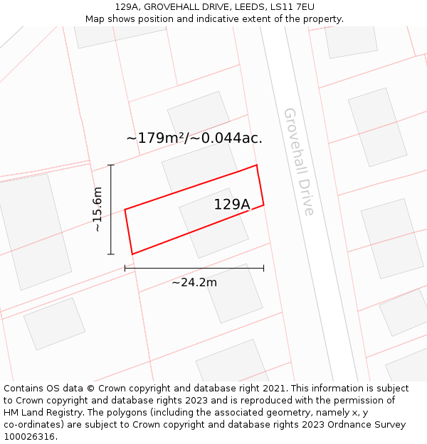 129A, GROVEHALL DRIVE, LEEDS, LS11 7EU: Plot and title map