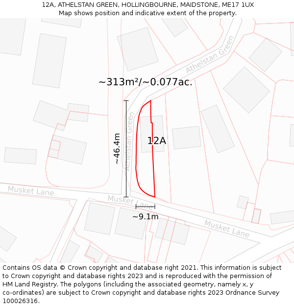 12A, ATHELSTAN GREEN, HOLLINGBOURNE, MAIDSTONE, ME17 1UX: Plot and title map