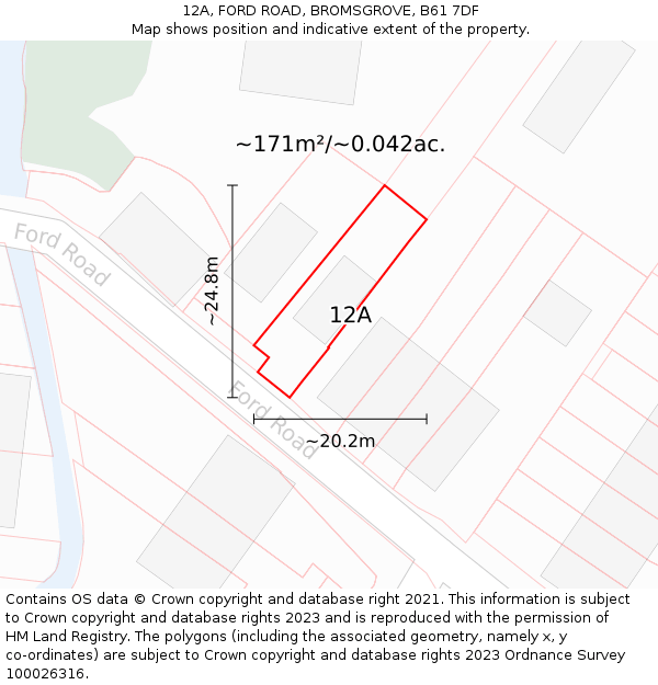 12A, FORD ROAD, BROMSGROVE, B61 7DF: Plot and title map