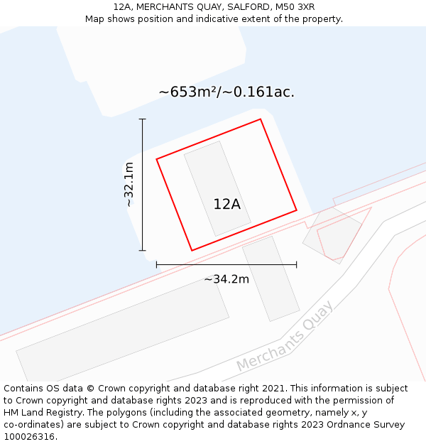 12A, MERCHANTS QUAY, SALFORD, M50 3XR: Plot and title map