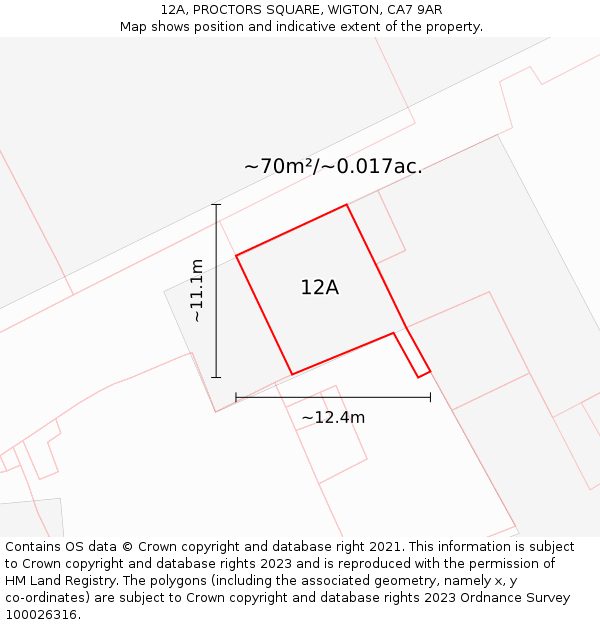 12A, PROCTORS SQUARE, WIGTON, CA7 9AR: Plot and title map