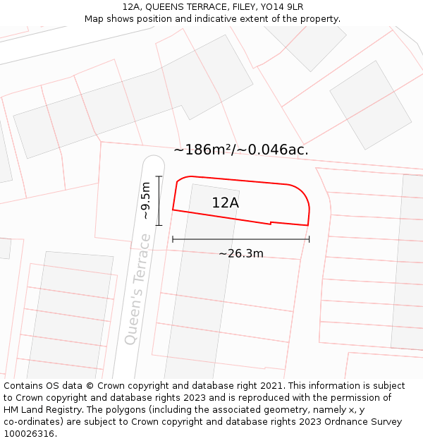 12A, QUEENS TERRACE, FILEY, YO14 9LR: Plot and title map
