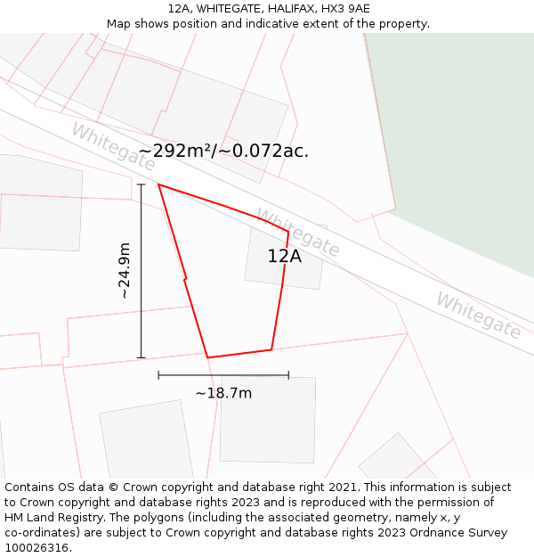 12A, WHITEGATE, HALIFAX, HX3 9AE: Plot and title map